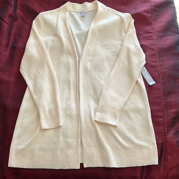 Chico's Sweaters - CHICOS new NWT textured cardigan sweater. Buttercream. Size 3.